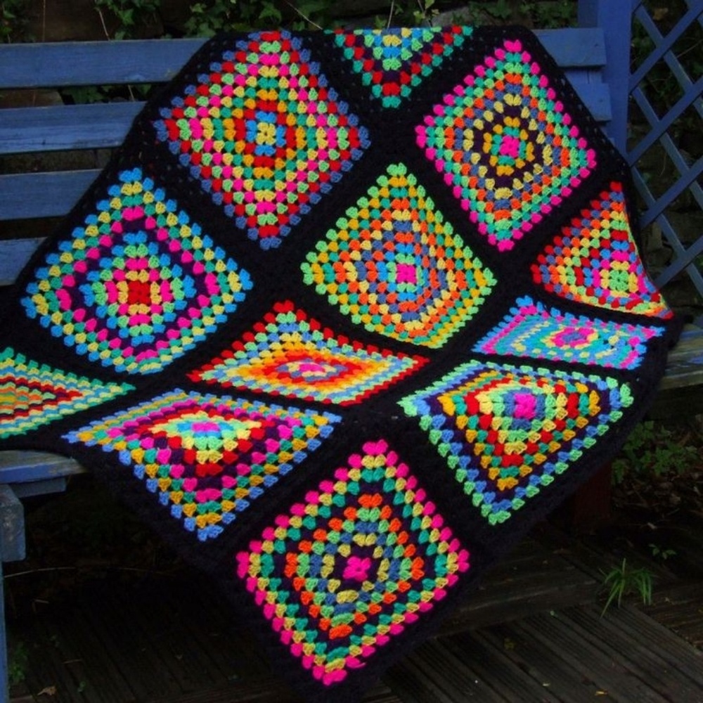 Granny square vintage bed spread